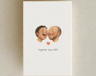 Custom Couple or Family Portrait from Photo | Personalized Cartoon Illustration (Digital)