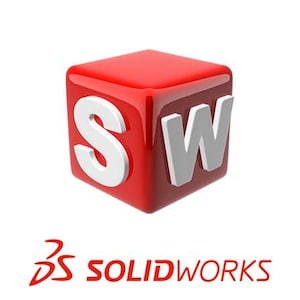 May include: A red, glossy cube featuring the white letters "S" and "W". Beneath the cube, the red text "SOLIDWORKS" is displayed with a stylized logo. The background is white.