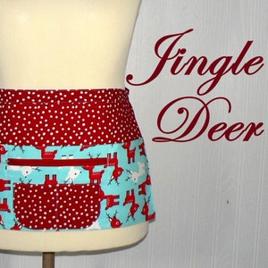 Christmas Vendor Apron with zipper pocket, Jingle Deer 6 pocket apron, Holiday Teacher, Waitress, Daycare Apron image 1