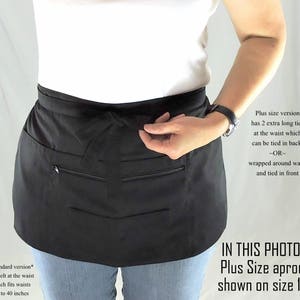 All Black Multi-Pocket Apron Teacher Vendor Gardener Photographer Waitress Apron with zipper pocket, 2 sizes image 6