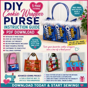 DIY Cookie Wrapper Purse instruction guide (PDF download) tutorial to make purses using your own recycled packaging