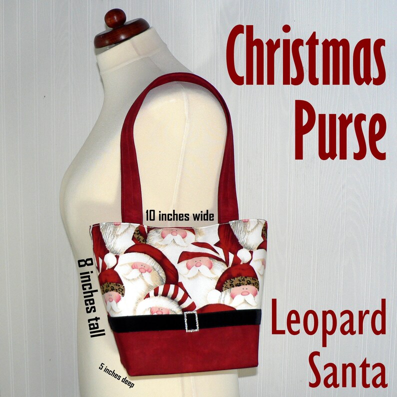 Leopard Santa Christmas Purse With Velvet Belt and Rhinestone Etsy
