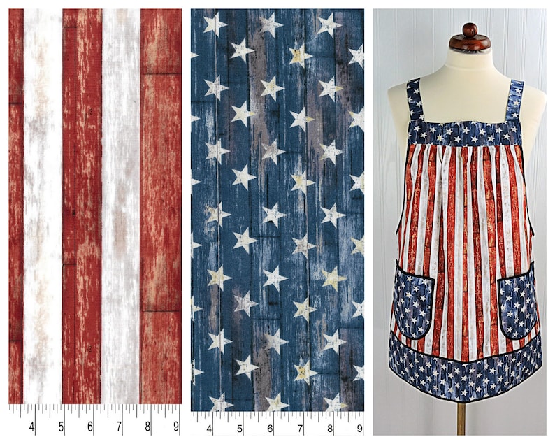 Stars and Stripes Pinafore Apron With No Ties Patriotic Flag - Etsy