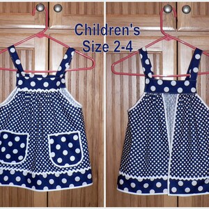 Custom Planned Children's Pinafore Apron with no ties, relaxed fit smock with pockets, 3 sizes, mini-me apron image 4