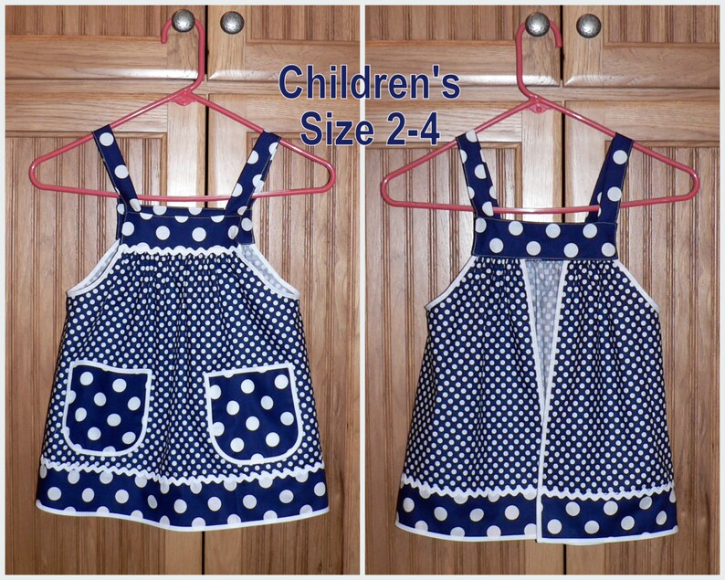 Custom Planned Children's Pinafore Apron with no ties, relaxed fit smock with pockets, 3 sizes, mini-me apron image 4