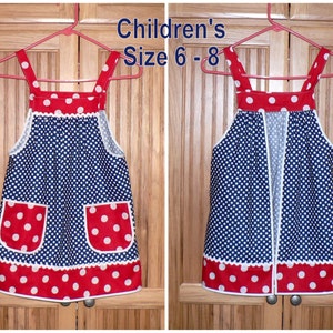 Custom Planned Children's Pinafore Apron with no ties, relaxed fit smock with pockets, 3 sizes, mini-me apron image 8