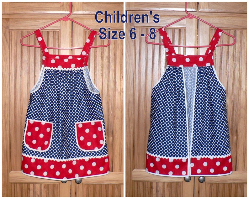Custom Planned Children's Pinafore Apron with no ties, relaxed fit smock with pockets, 3 sizes, mini-me apron image 8