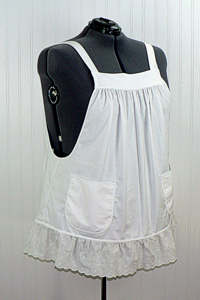 white pinafore apron plus size