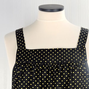 Lemon Fresh Border Print Pinafore Apron with no ties, relaxed fit smock apron made to order XS to 5X, spring & summer retro citrus apron image 9