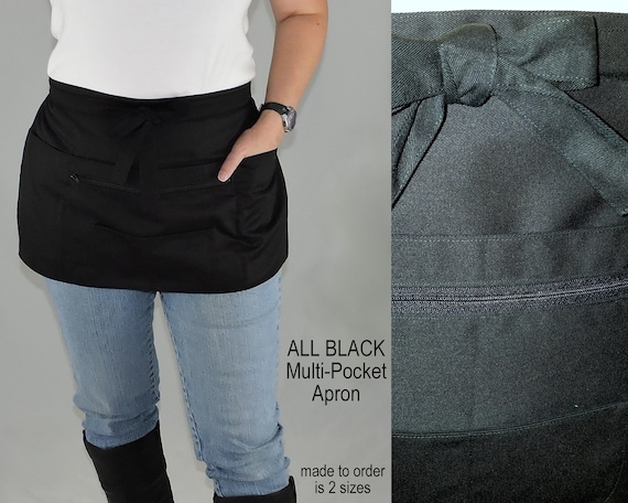 All Black Multi-pocket Apron (teacher + Vendor + Gardener +