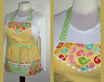 Hello Sunshine Birdie Full Length multi-pocket apron with secure zipper money pocket (teachers, vendors, farmers market) shopkeeper apron