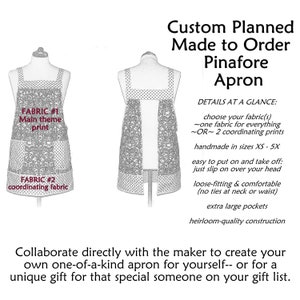 Custom Planned Pinafore Apron choose your own cotton fabrics relaxed fit smock with pockets, made-to-order XS to 5X image 1