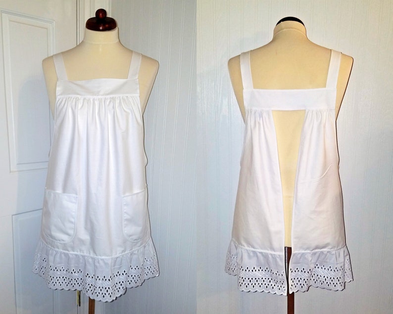 white pinafore apron plus size