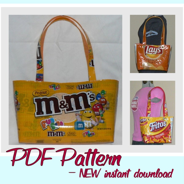 DIY Large Snack Wrapper Purse instruction guide (PDF download) tutorial to make purses using your own recycled wrappers