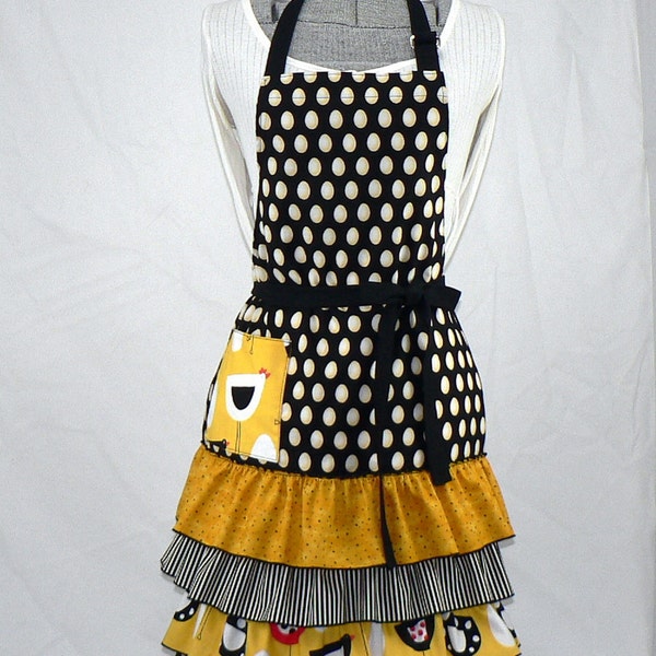 Last One - Chef's Apron - Chicken & Egg Ruffles READY TO SHIP