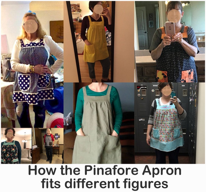 Custom Planned Pinafore Apron choose your own cotton fabrics relaxed fit smock with pockets, made-to-order XS to 5X image 9