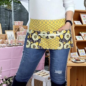 Granite Bloom Multi-Pocket Apron with zipper pocket fits waists up to 40 inches, delightful gift for her SHIPS FAST