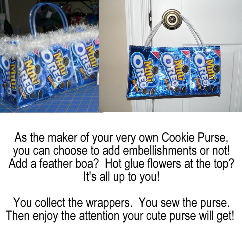 DIY Cookie Wrapper Purse instruction guide PDF download tutorial to make purses using your own recycled packaging image 5