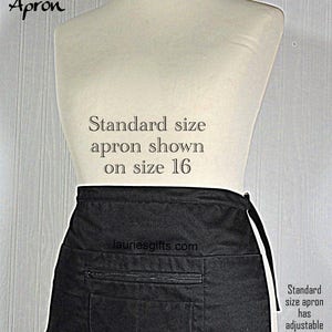 All Black Multi-Pocket Apron Teacher Vendor Gardener Photographer Waitress Apron with zipper pocket, 2 sizes STANDARD SIZE