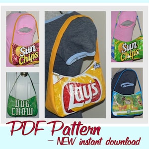DIY Chip Zip Purse instruction guide (PDF download) tutorial to make novelty purses using recycled wrappers & coordinating fabric