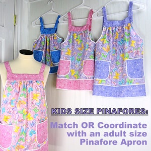 Custom Planned Children's Pinafore Apron with no ties, relaxed fit smock with pockets, 3 sizes, mini-me apron image 10