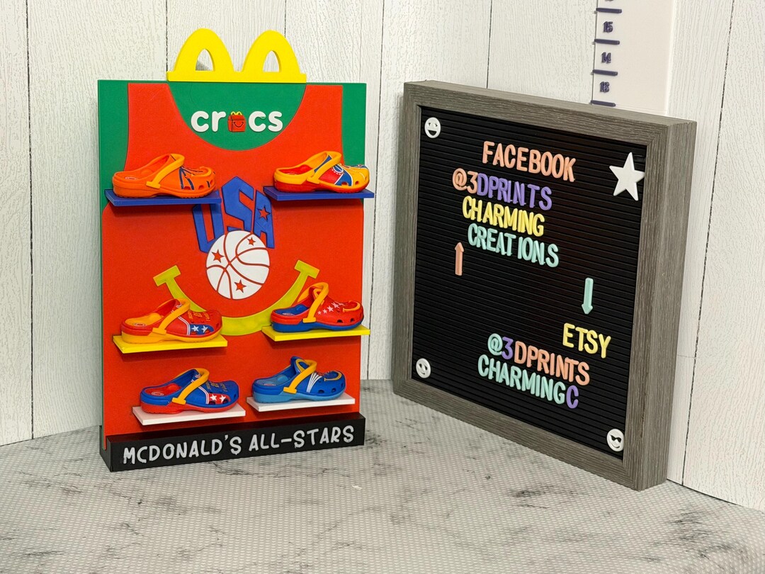 Crocs Display By Color Mcdonald’s Mini Crocs Display Stand - “all American Jersey” - Etsy