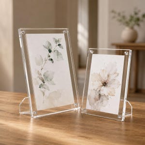 Doorzichtige acrylfotolijst, desktopfotodisplay met standaard
