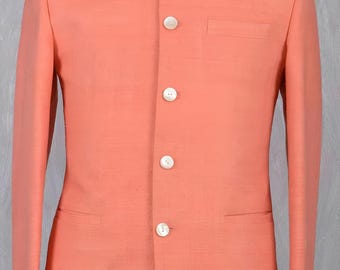 Designer Peach Color Suiting Jodhpuri Suit: Ethnic Bandhgala for Men