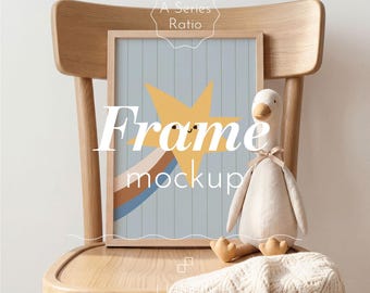 Nursery A4 Frame Mockup Leaning on Chair