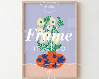 Vertical DIN A Ratio Frame Mockup with Light Thin Wood