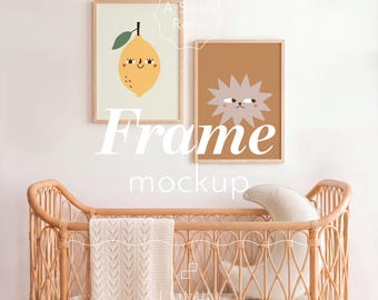 A4 Two Frame Mockup Above Crib