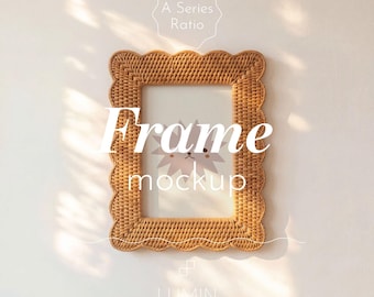 Boho Wicker Frame Mockup for Nursery and Kids Room