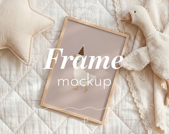Nursery Flatlay Frame Mockup A4 Vertical PSD for Baby Room