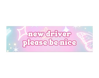 Nieuwe bestuurder Please Be Nice automagneet, grappige bumpersticker, cadeau nieuw rijbewijs