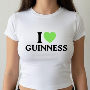 I Love Guinness Funny St Patricks Day Baby Tee Shirt, St Patty's Cute Beer Crop Top T-Shirt, Green Graphic Saint Paddy's Party Tee for Women image 3