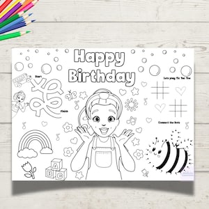 Ms Rachel Birthday Activity Page • Printable Coloring Sheet • Kids Birthday Placemat • Digital Download PDF • Party Favor Activity Mat