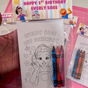 Ms. Rachel Birthday Party Favor, Custom Coloring Pages with Crayons