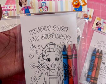 Ms. Rachel Birthday Party Favor, Custom Coloring Pages with Crayons