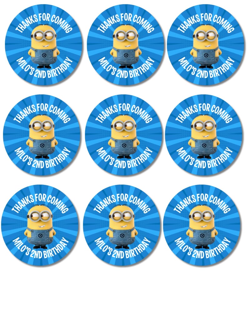 Custom Minion Labels • Birthday Stickers • Personalized Favor Stickers ...