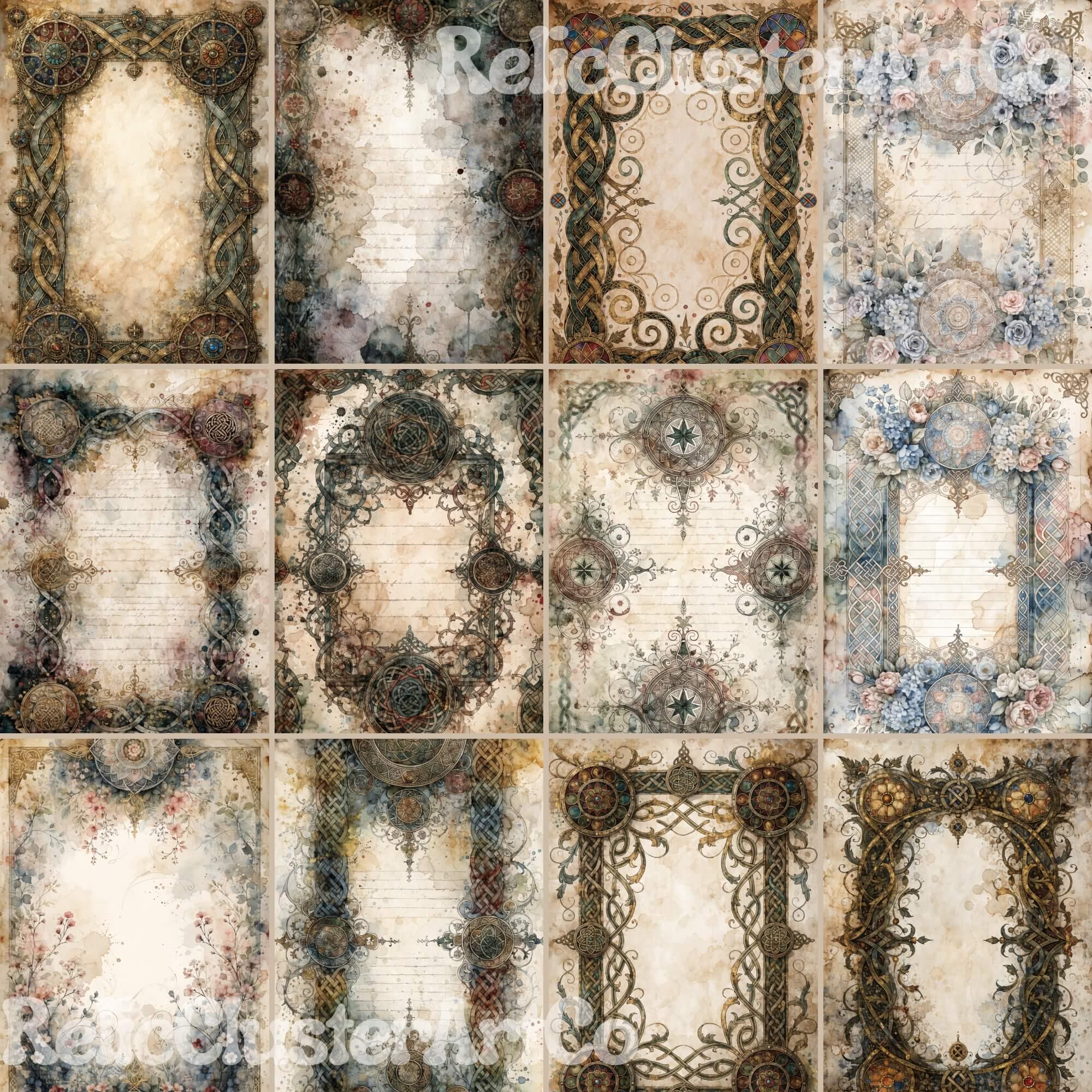 Medieval Celtic Manuscript Junk Journal Pages, Digital Scrapbook Kit ...