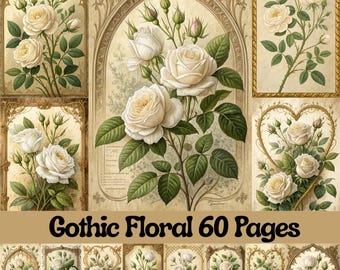 Gothic Floral Junk Journal Kit | Shabby Chic Ephemera (Digital Download)