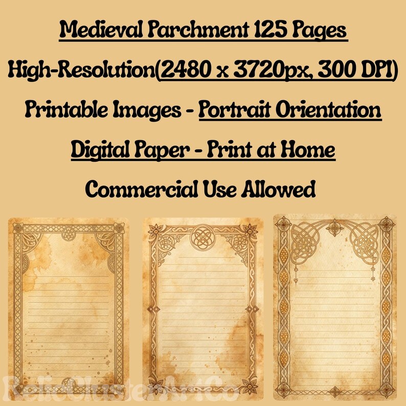 Medieval Parchment Paper Junk Journal Kit, Gothic Scrapbook Papers, Old ...