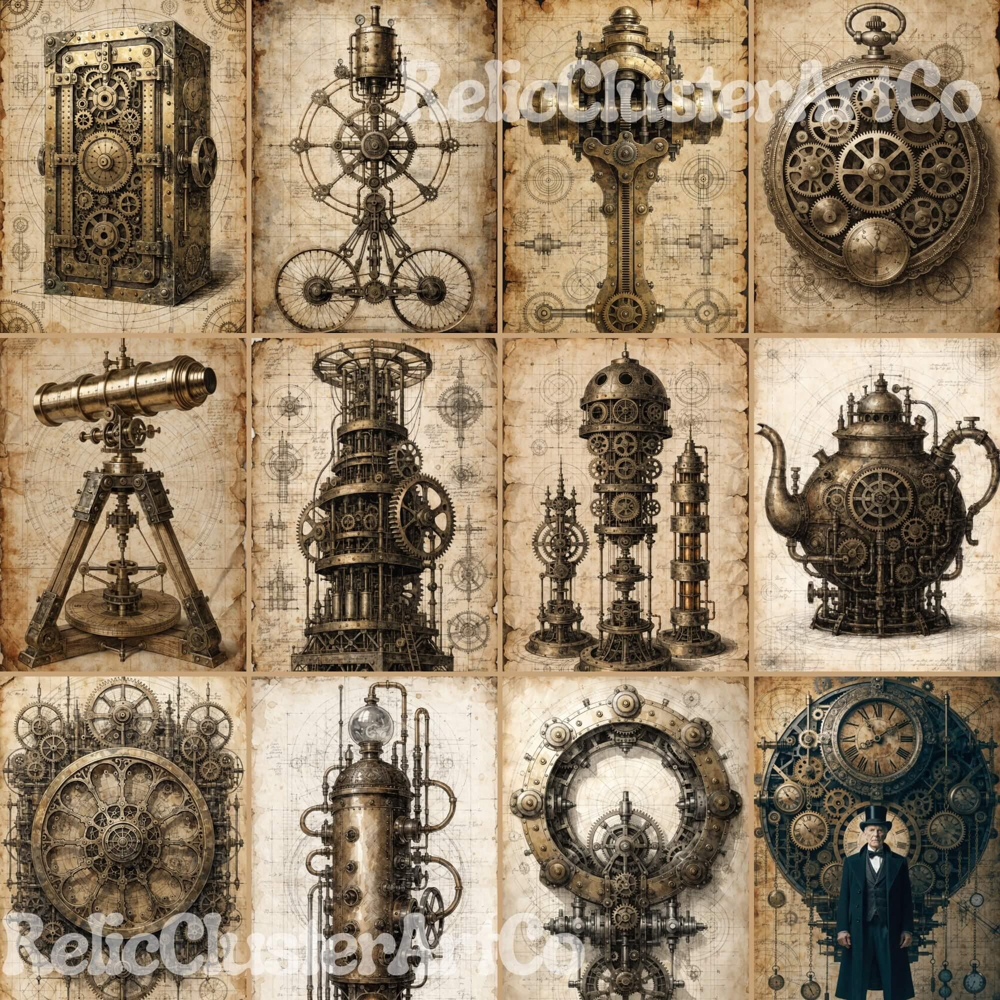 Steampunk Junk Journal Kit Vintage Industrial Ephemera Scrapbook Paper ...