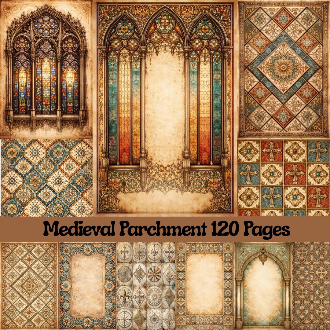 Medieval Parchment Paper Junk Journal Kit, Gothic Scrapbook Papers, Old ...