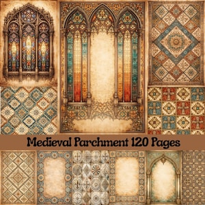 Medieval Parchment Paper Junk Journal Kit, Gothic Scrapbook Papers, Old Manuscript Pages (Digital Download)