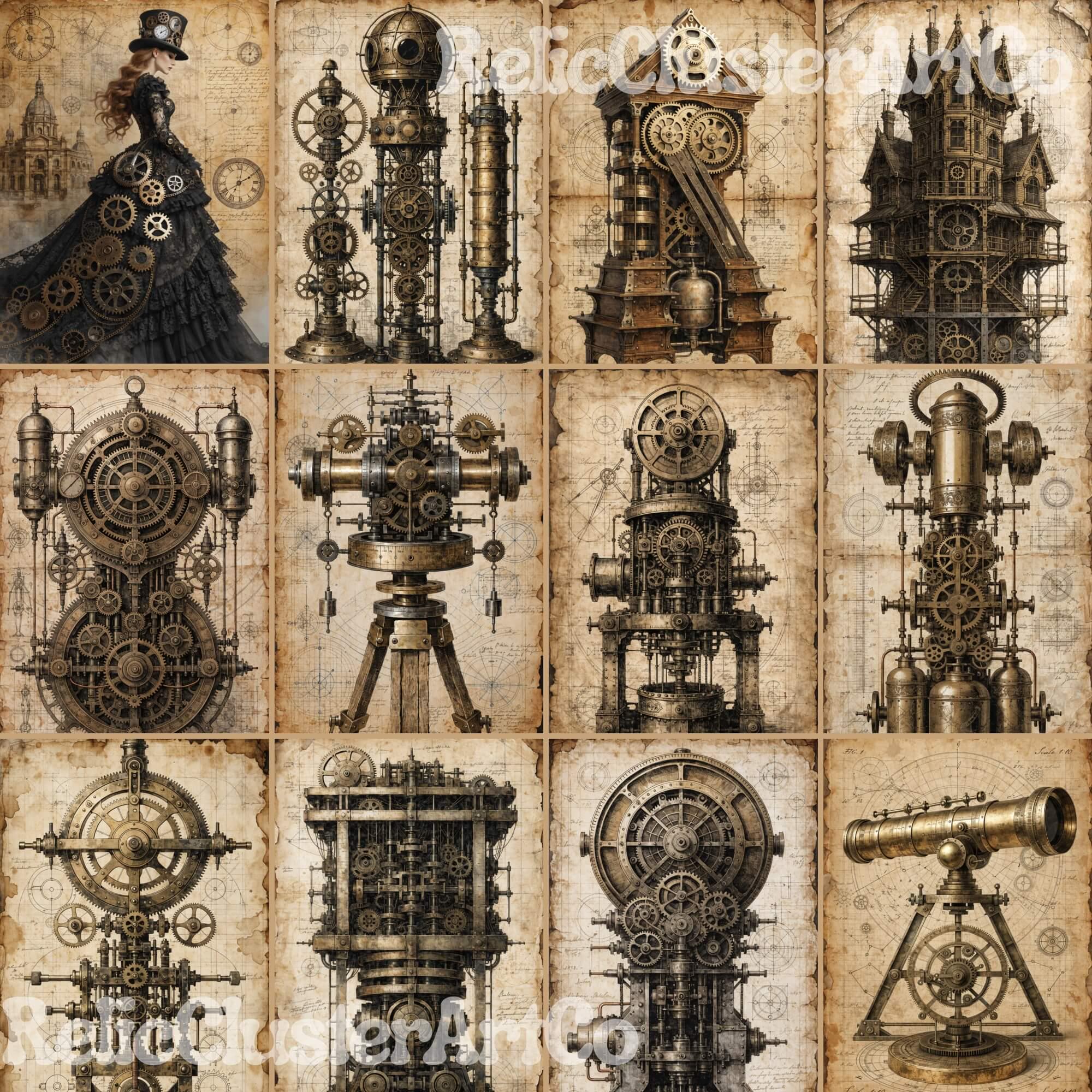 Steampunk Junk Journal Kit Vintage Industrial Ephemera Scrapbook Paper ...