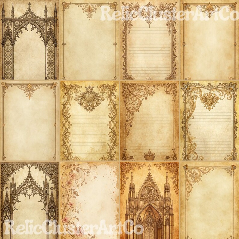 Gothic Junk Journal, Parchment Medieval Digital Paper, Scrapbooking ...