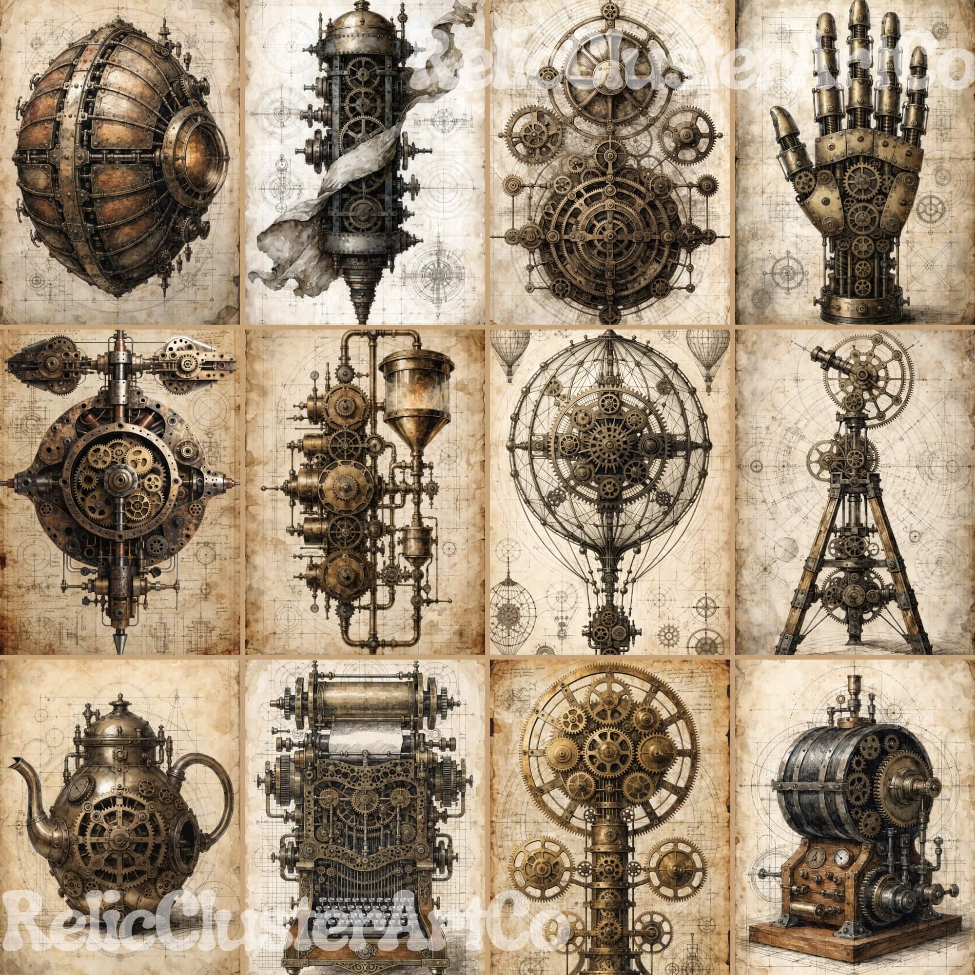 Steampunk Junk Journal Kit Vintage Industrial Ephemera Scrapbook Paper ...