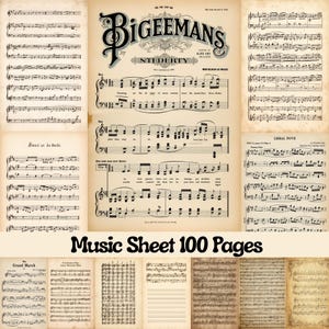 100 vintage notblad | Utskrivbara Ephemera för skräpjournaler | Scrapbooking | Hantverk | Gamla boksidor (digital nedladdning)