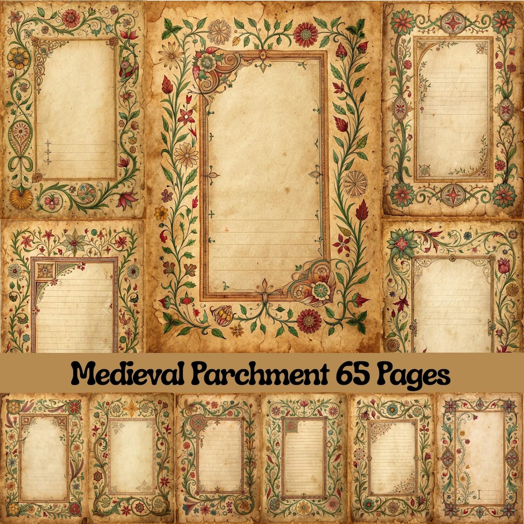 Medieval Parchment Paper Junk Journal | Illuminated Printable Medieval ...